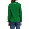 thumbnail image 4 of MODA NOVA Juniors Sweet Ruffle Peter Pan Collar Button up Work Shirts Dark Green M, 4 of 7