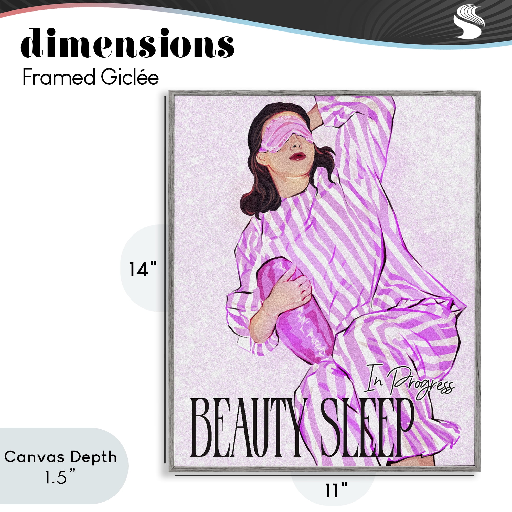 Stupell Industries Beauty Sleep In Progress Gray Framed Giclee Art, design by Ziwei Li