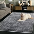 thumbnail image 3 of SAFAVIEH Mila Heidi Geometric Striped Polyester Area Rug, Light Grey/Black, 5'3" x 7'6", 3 of 11