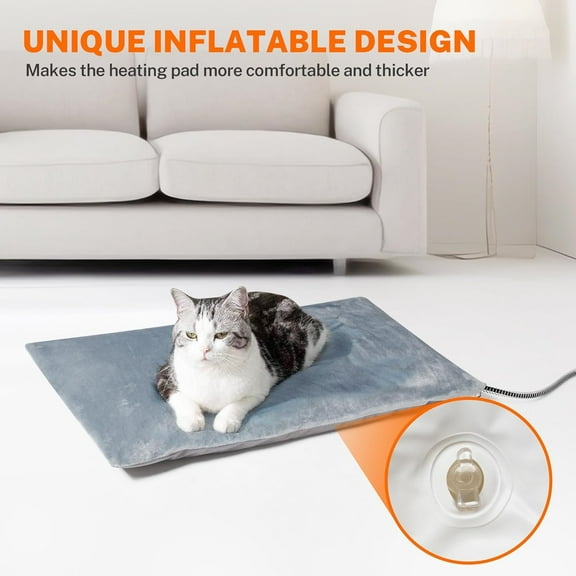 Outdoor Pet Heating Pad 28x16in, Extremely Waterproof Heated Bed for Dogs and Cats, Thermostatic Control, Chew-Resistant Cord, Soft Electric Blanket with Overheat Protection