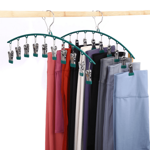 DLD Pants Hangers with Clips, Carbon Steel Closet Organizer for Leggings, Shorts, Jeans, Skirts, 2 Pack