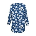 thumbnail image 5 of Staron Clearance Womens Summer Tops Button Down 3/4 Length Sleeve Blouses Floral Print Business Work Tops Loose Fit Tunic, 5 of 5