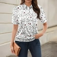 thumbnail image 2 of NAMTYQX Summer Tops for Women 2025 Short Sleeve Lapel V Neck Casual Trendy Soft Womens Polo Shirts Light Purple Size 2XL, 2 of 5