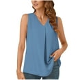 thumbnail image 2 of Womens Tank Tops Loose Tank Tops for Women Womens' Loose Fashion Shirt Solid Color Top T-shirt-neck Light Blue XL, 2 of 5