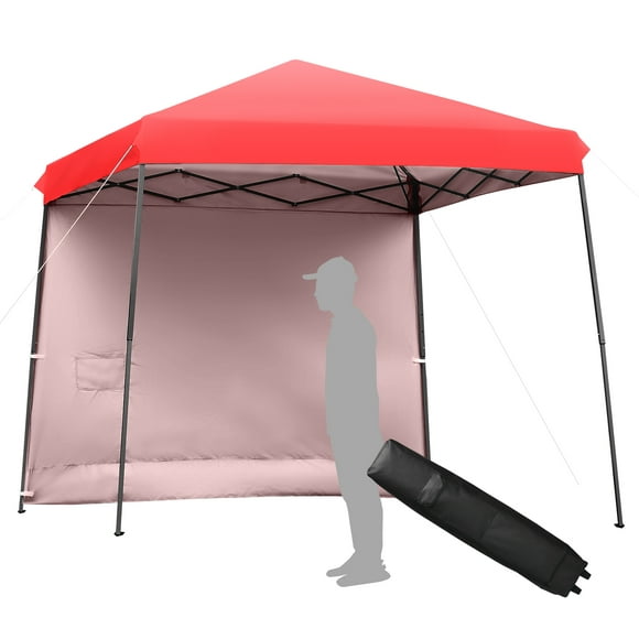 Patiojoy 10x10 ft Pop up Tente à Baldaquin une Personne Mise en Place Abri Instantané avec Serrure Centrale W / Roll-up Paroi Latérale Rouge