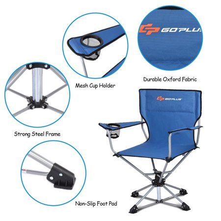Collapsible Portable Swivel Camping Chair 360 Free Rotation