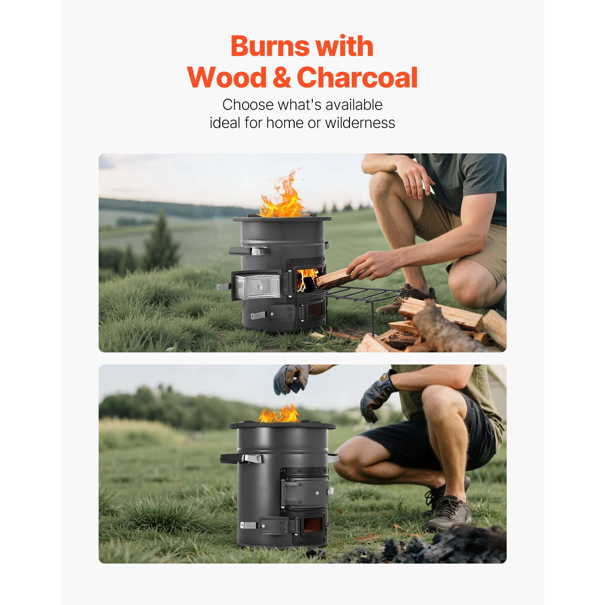 KFFKFF Portable Camping Rocket Stove, Wood-Fueled Outdoor Cooker with Carry Bag, Durable Steel Design,Dual Door,Suitable for Twigs, Sticks, or Charcoal,Ideal for Camping, Backyard,and Outdoor Cooking