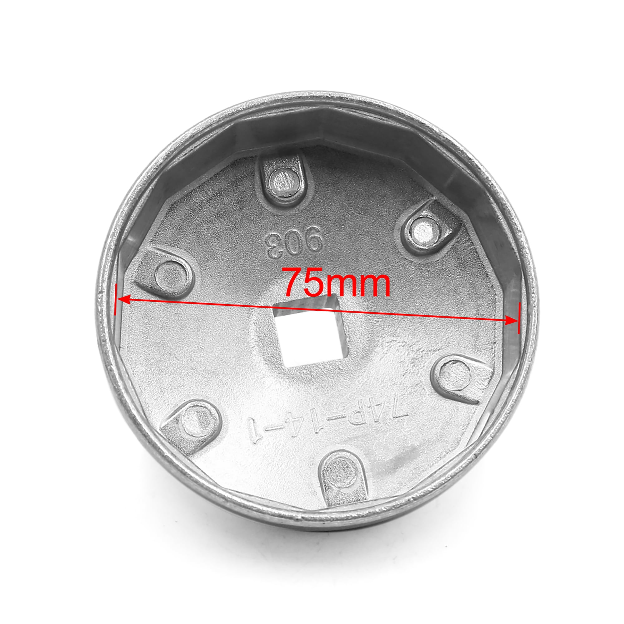 Unique Bargains 74mm 14 Flutes Metal Oil Filter Cap Wrench Socket Remover Tool