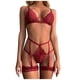 thumbnail image 2 of Gibobby Conjunto de lencería sexy de encaje suave para mujer, ropa interior transparente con aros de encaje floral(Rojo, XG), 2 of 5