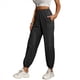 thumbnail image 3 of Pantalones Deportivos Casuales de Cintura Alta para Mujer, Pantalones Elásticos de Puntos. Gris Oscuro M, 3 of 10
