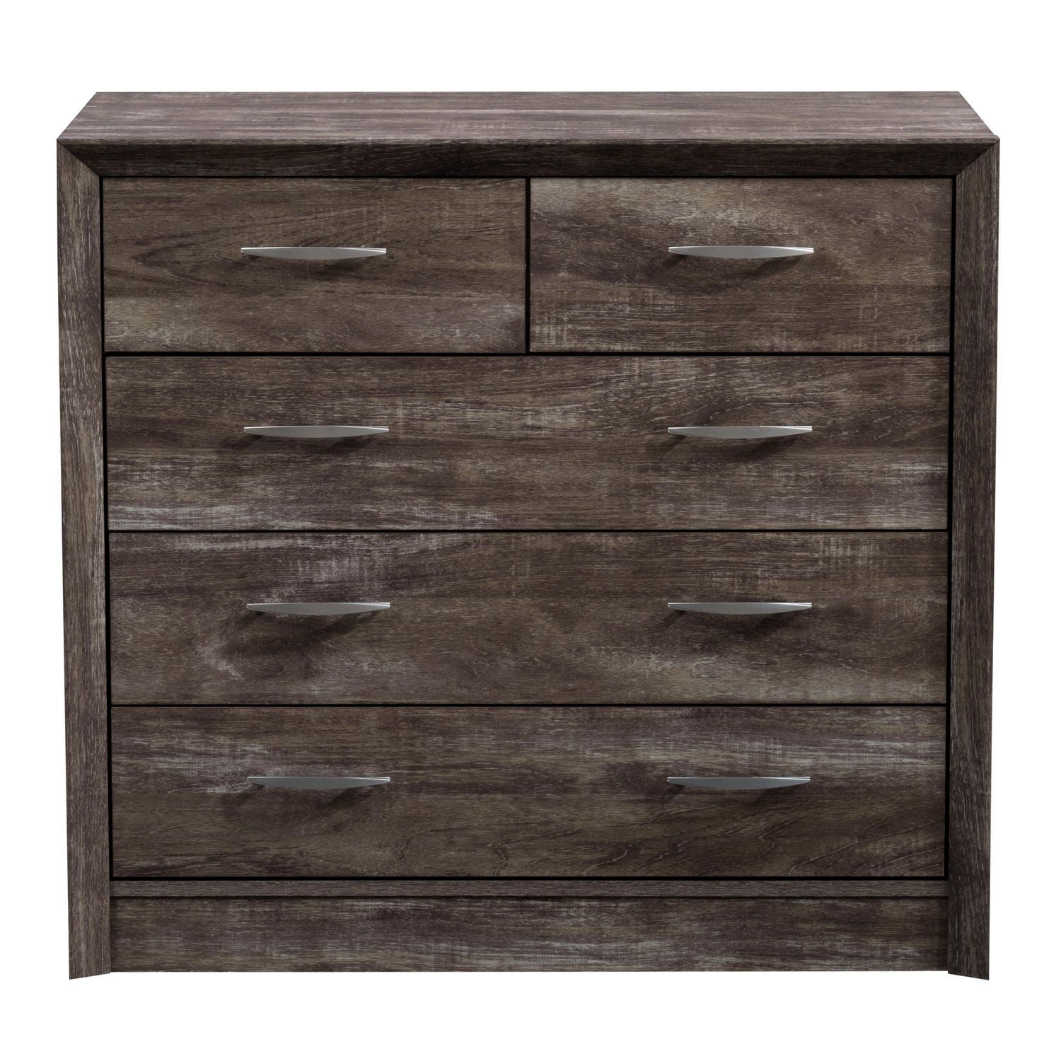 Commode CorLiving Newport pour adulte, 5 tiroirs, style Mid-Century, en bois d'ingénierie, marron