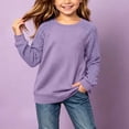 thumbnail image 2 of OGLCCG Girls' Sweaters Cable Knit Long Sleeve Pullover Sweater Casual Kids Fall Winter Crew Neck Jumper Top(Purple,7-8 Years), 2 of 7