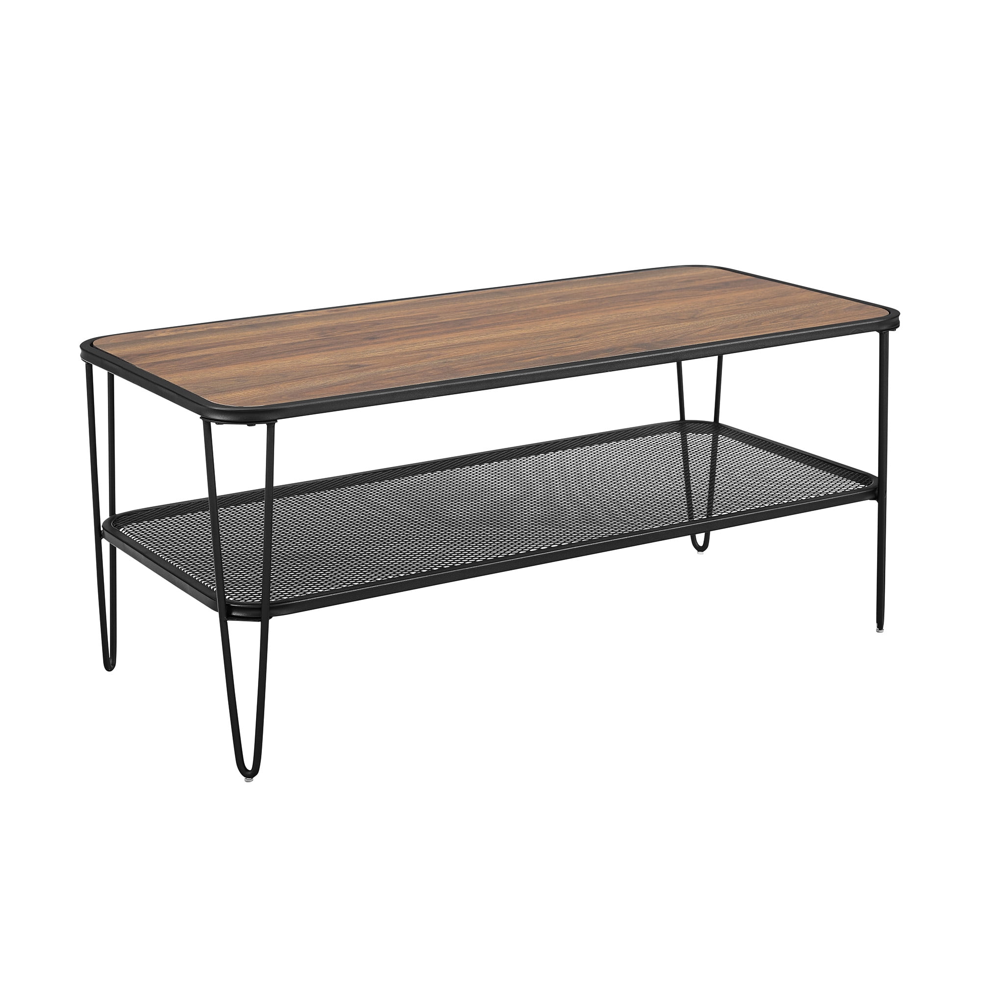 Manor Park Industrial Modern Wood Coffee Table, Dark Walnut