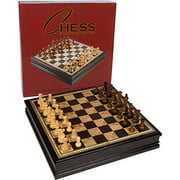 Adrienne Chess Inlaid Burl Wood Board Game with Weighted Wooden Pieces Extra Large 19 x 19 Inch Set