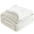 thumbnail image 2 of Flxxie Cotton Cable Knitted Twin Blanket, Sherpa Fleece Twin Blanket Dual Sided (White, 60" x 80"), 2 of 5