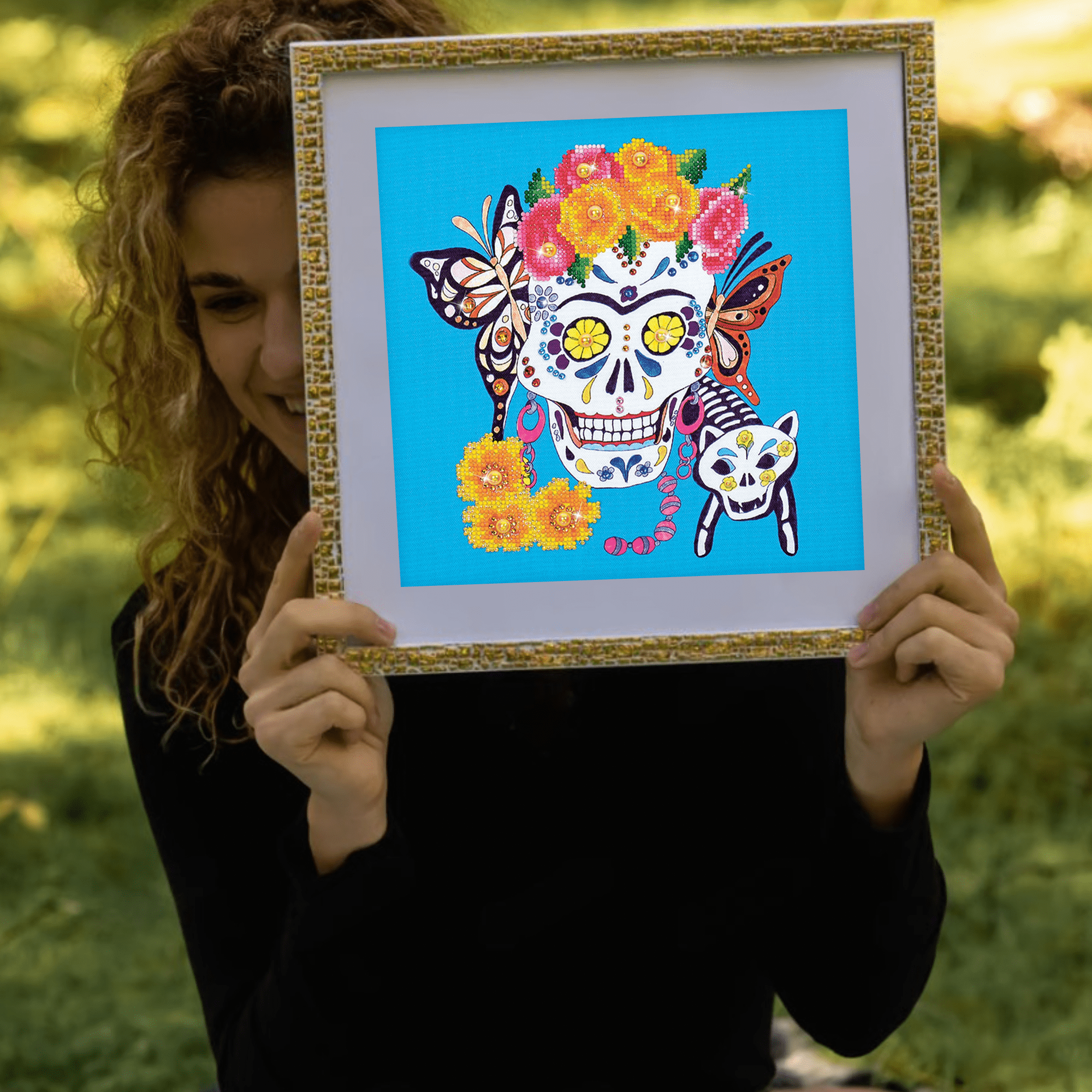Diamond Dotz Cat Lady Sugar Skull Diamond Painting Kits for Adults - Diamond Art Kits a Relaxing Creative Craft Kit with Dotz Gems 12.6"x12.6"
