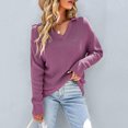thumbnail image 2 of Lilgiuy Women's Solid Loose V-Neck Long Sleeve Pullover,Purple,4(S) Fall Fashion 2022 Spring Winter, 2 of 5