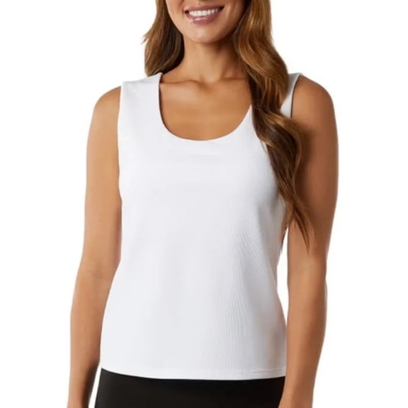 32 Degrees Ribbed Tank Top, Women's, White, XL