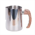 thumbnail image 1 of Jarra para Espumar Leche para Espresso de 600 Ml, con de Madera, Jarra para Leche, para Espresso, Jarra para Capuchino, para Crema, Color Plateado., 1 of 8
