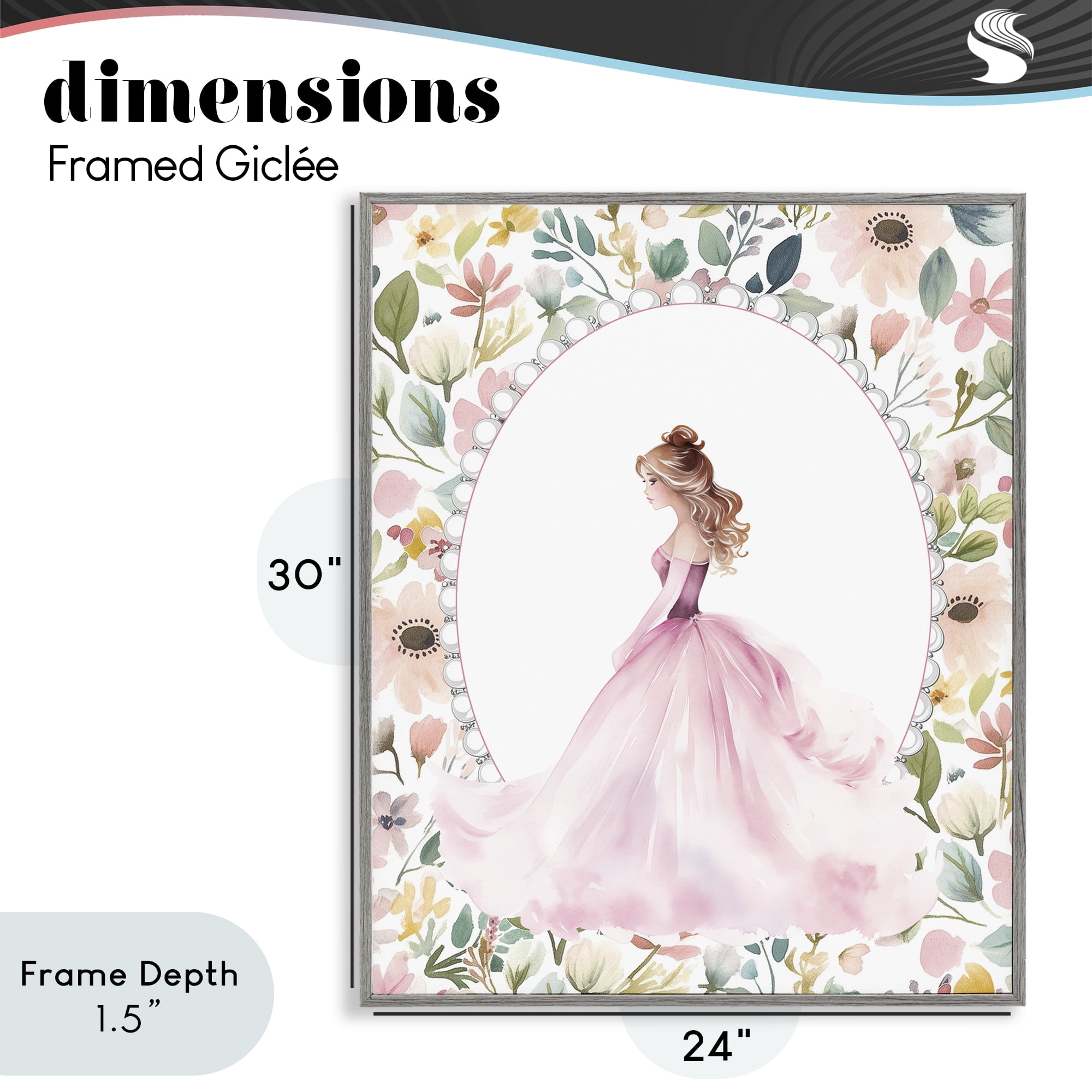 Stupell Industries Elegant Princess Love Gray Framed Giclee Art, design by Christine Simpson Art