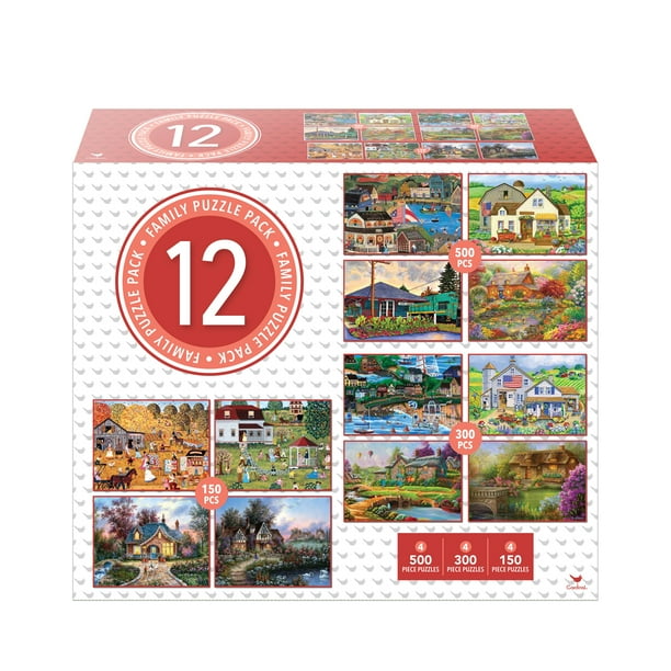 Family 12Pack of Jigsaw Puzzles Colorful Country Homes