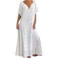 thumbnail image 2 of Fankiway Robes Longues en Dentelle à Manches Courtes et Col en V Décontractées pour Femmes Grande Taille en Solde Robes d'Été pour Femmes Manches Courtes, 2 of 6