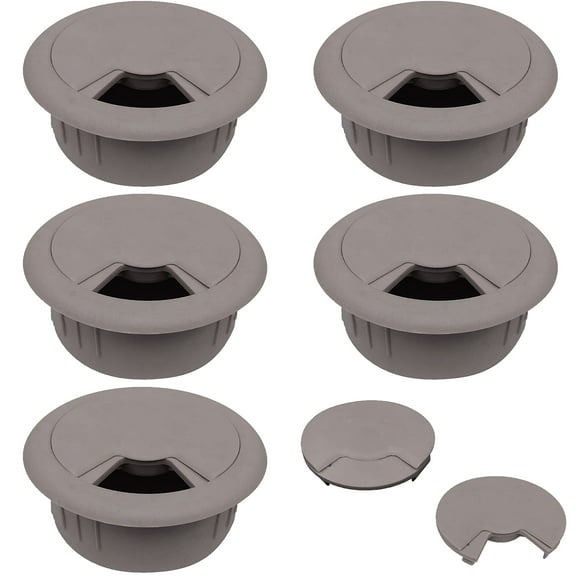 CordAway Illet Rond en Plastique Idéal pour Bureau à Domicile, Ordinateur, Gaming, Home Cinémas & Centres de Divertissement Réglable, Diamètre 2 Pouces, Profondeur 1-1/8 Pouces, Gris Ardoise Clair, 5/Pack