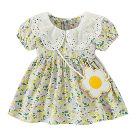 

Girls And Toddlers Dresses Short Sleeve Mini Dress Casual Print Green 9