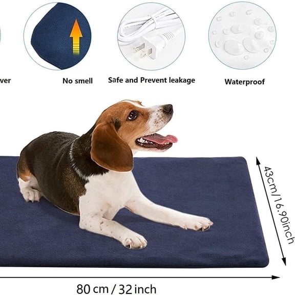 PetHeating Pad for Dogs & Cats with Timer, Temperature Adjustable Electric Heated Cat & Dog Bed, Waterproof Heated Pet Mat - Large (32Wx20L)