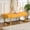 Mustard, variant on Velvet Ottoman Bedroom Bench, 46.5" Tufted Padded End of Bed Bench with Gold Legs, Upholstered Dining Table Bench Shoe Bench for Living Room Entryway Window