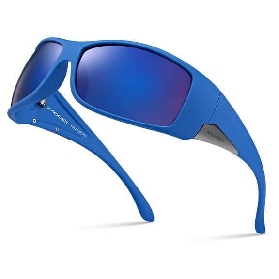 Xagger Oversized Wrap Around Sport Polarized Sunglasses for Men Driving Fishing Golf TR90 Frame Sun Glasses