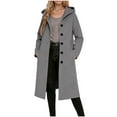 thumbnail image 2 of Winter Jackets for Women Solid Color Casual Hooded Jacket with Pockets Button Down Plus Size Coats for Women S-2XL, 2 of 5