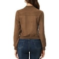 thumbnail image 3 of INSPIRE CHIC Women's Jacket Faux Suede Cropped Coat Stand Collar Zip Up Biker Moto Bomber Jackets XS Brown, 3 of 6