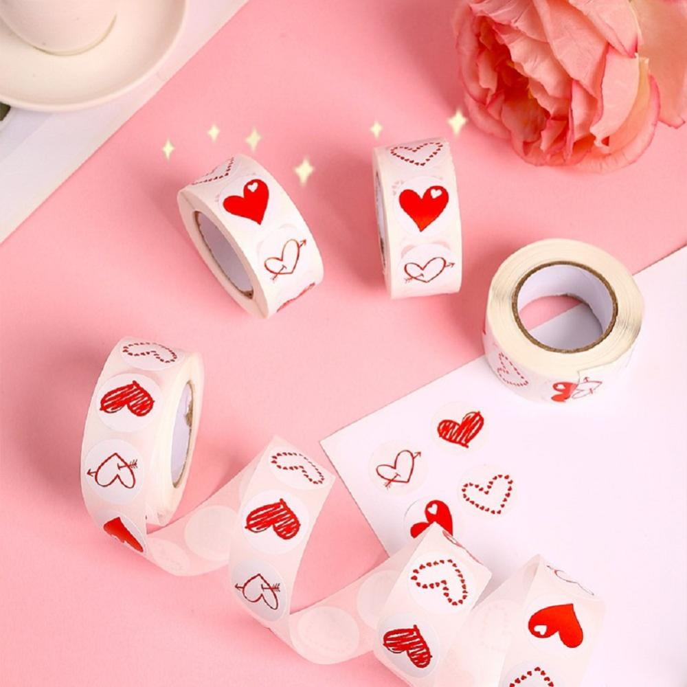 Esaierr Heart Roll Stickers Colorful 2 Rolls Love Label Self-Adhesive Stickers
