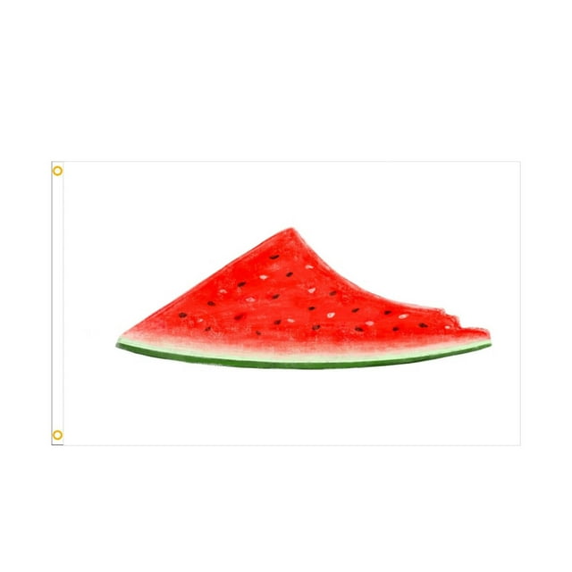 Drapeau Melon D\'eau 3X5 Ft Extérieur Été Fruit avec Tranche Noire Rouge Verte Rayée Texture la Plus Forte Plus Durable Couleur Drapeau avec Laiton Robuste Télescopique Mât de Drapeau 4 Pieds pour Arc-en-Ciel