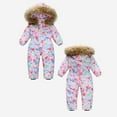 thumbnail image 4 of Ruyang Baby Boys Camouflage Snowsuit Toddler Girls Winter Warm Heart Graphic Jumpsuit Faux 𝐅𝐮𝐫 Hooded Zipper 𝐎nesie, 4 of 7