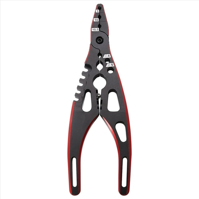 Alicates Multiherramienta Profesionales de Metal con Abrazadera y Cabeza Esférica para Coches RC 1/8, 1/10 y 1/14, Color Negro y Rojo.