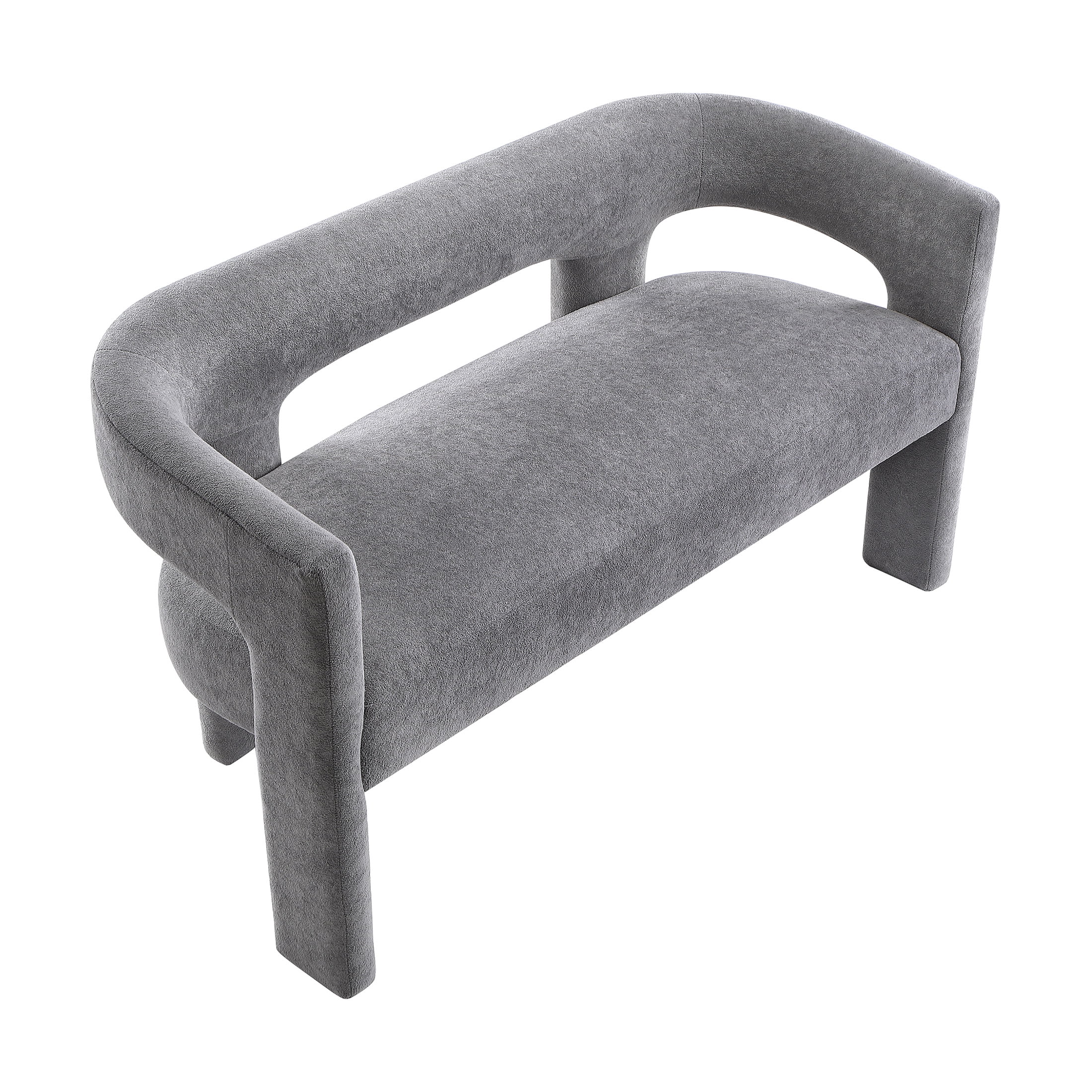 OakvillePark Kora Rectangle Boucle Upholstered Bench with Arms, Dark Gray
