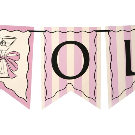 Celebrate It Birthday Banner – “TINI BIT OLDER” Martini-Themed Pennant Garland – Pink/White/Black – 9 ft – 12 Pack
