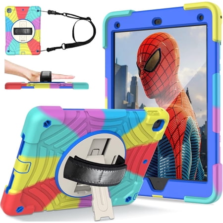 SUPNICE iPad 6th/5th Generation Case, iPad 9.7 Shockproof Kids Case, [360 Rotating Stand] [Hand Strap] [Screen Protector] for New iPad Air 2th Gen, iPad 9.7 Inch 2018/2017, Colorful