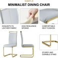 thumbnail image 6 of Glass Dining Table Set for 4, Sudica 63"Rectangular Dining Room Table and Leather Dining Chairs Set with Chrome Gold Legs, Light Gray, 6 of 7