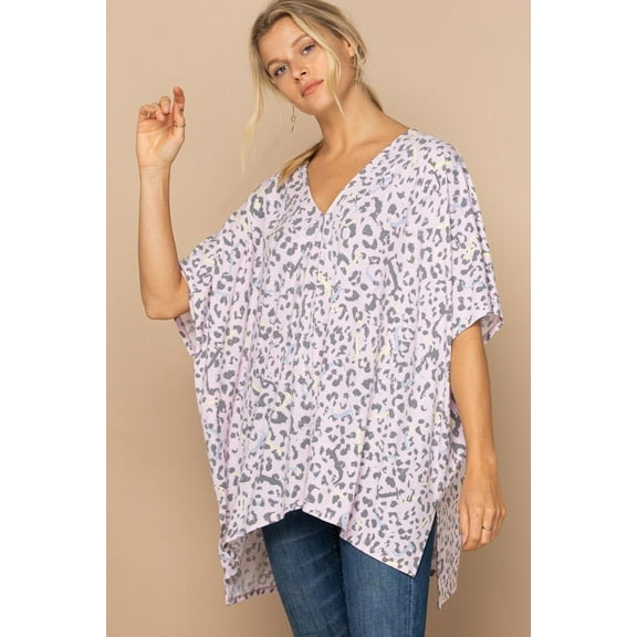 Leopard And Letter Printed Knit Top