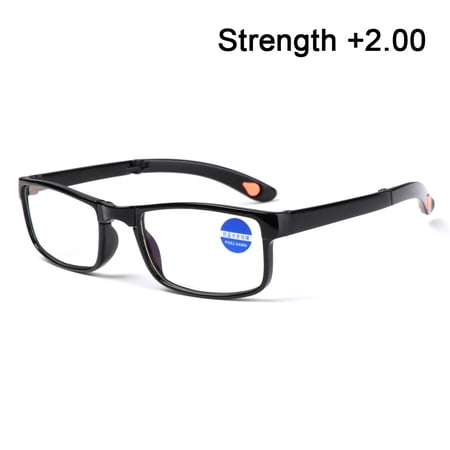 Vision Care Ultralight PC Frame High-definition Folding Reading Glasses Anti-UV Blue Rays Presbyopia Eyeglasses Flat Mirror Eyewear STRENGTH +2.00
