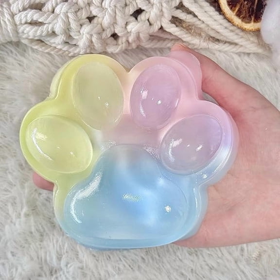 Malleable Tricolor Cat Paw Squishy for Adults High Elasticity Sensory Gadget Moldable Gradient Animal Design Office Desk Accessory Pressure Relief Tool 1 Pack
