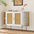 thumbnail image 3 of White Dining Cabinet With Stylish Gold Trim And Doors, Crafted From Particleboard For Area Elegant Doors Shelf Supports - & Beautiful, 3 of 7