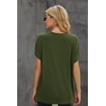 thumbnail image 3 of Women's Green Round Neck Short Sleeve Solid Color Tee, 3 of 7