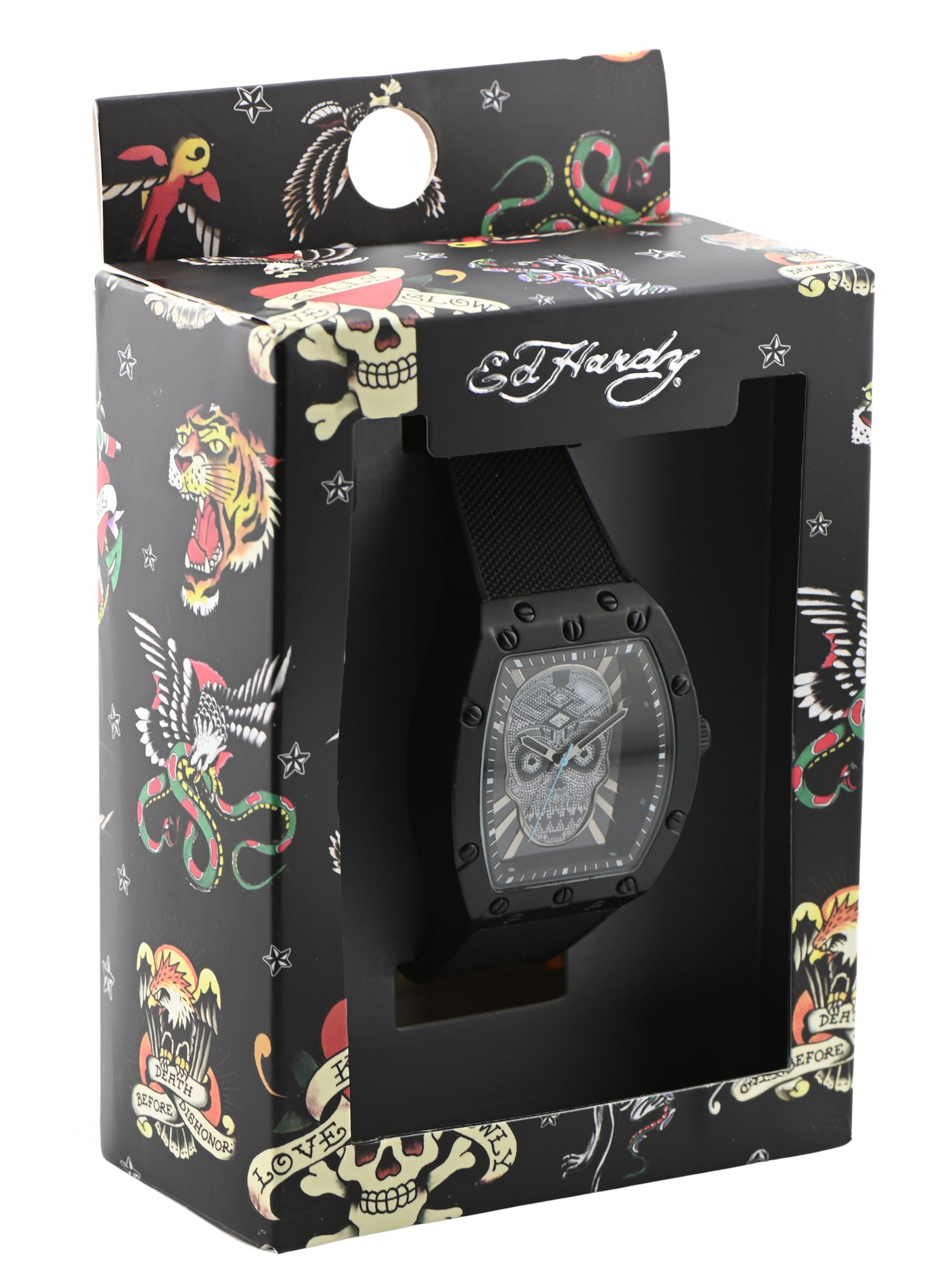 Ed Hardy Men New in Box Ed Hardy Men’s Black Face Watch with Hour, Minute and Second hands. main image 1