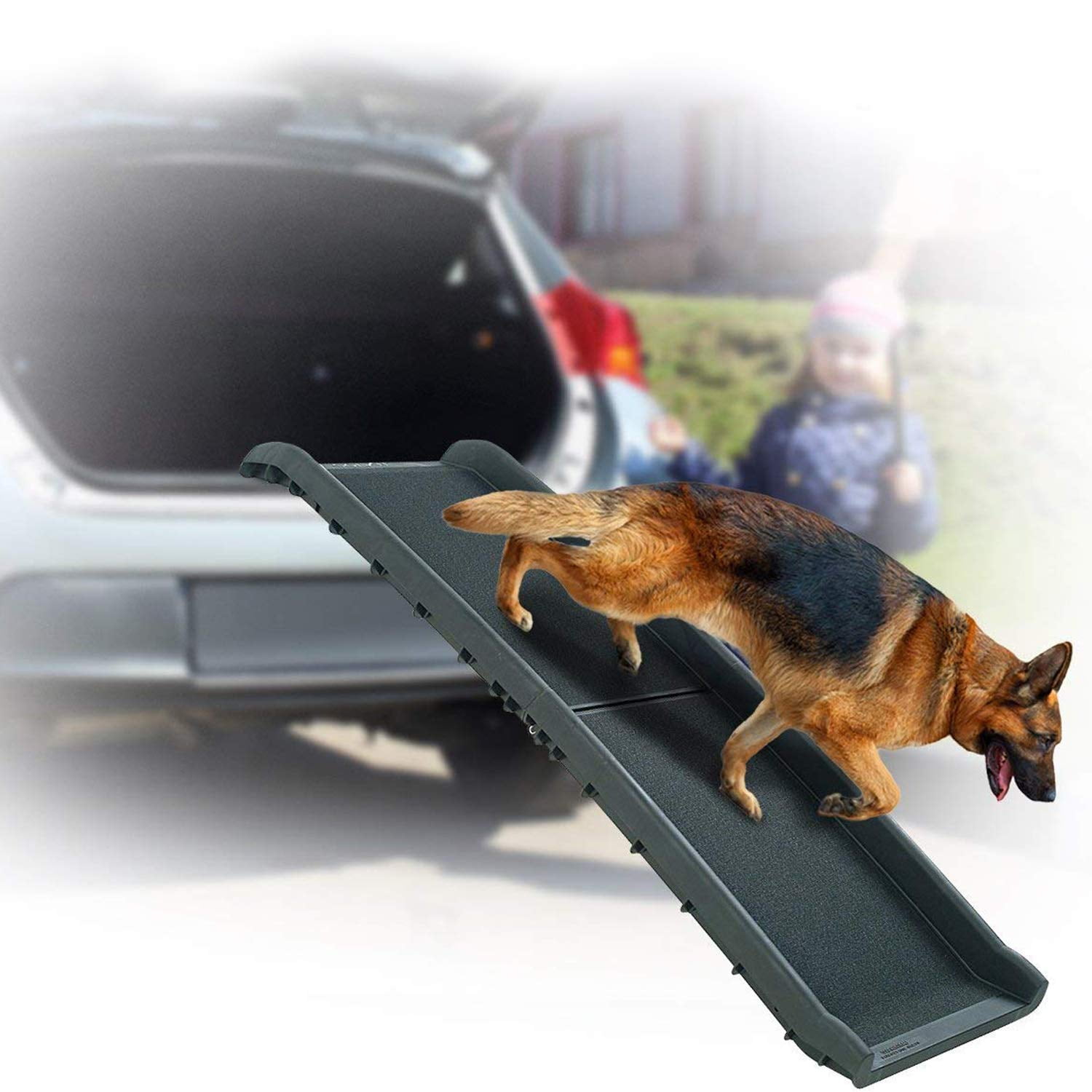Foldable Dog Ramp for Car Truck SUV Backseat Stair Steps Auto Travel Ladder 