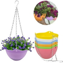 7Pcs Plastic Plant Baskets with Drainer and Hanging Chains,Hanging Flower Plant Pot,Colorful Self-Watering Hanging Planters,Greenery Holder Tray,for Balcony Yard Garden Home
