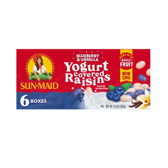 Sun-Maid® Blueberry & Vanilla Yogurt Covered Raisins, 1 Oz., 6 Count